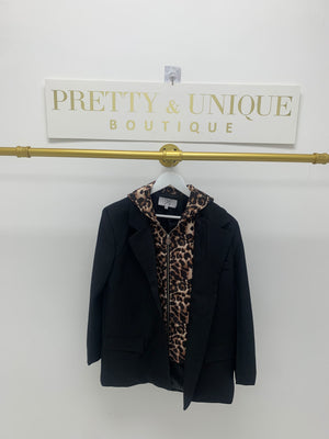 Leopard hoodie blazer