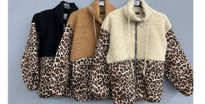 Leopard fleece zip up